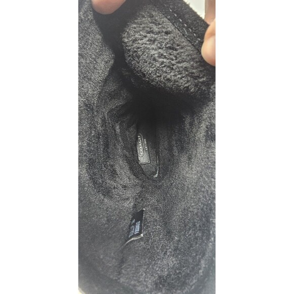 Coach Tulip Women's 5.5B Black Winter Suede Boot Fur Lined Buckle Signature Logo - Picture 13 of 16